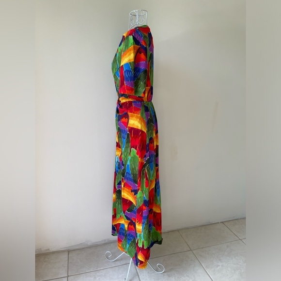 NWT Farm Rio Short-Sleeve Cutout t-shirt Midi Dress multicolor crew neck SZ XS - Picture 3 of 12